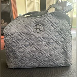 Tory Burch Slouchy quilted blue diaper bag
